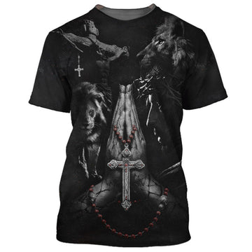 FUNSTUFFPRINT Praying Hands Jesus Lion 3D All Over Printed Shirt for Men and Women
3D T-shirt
