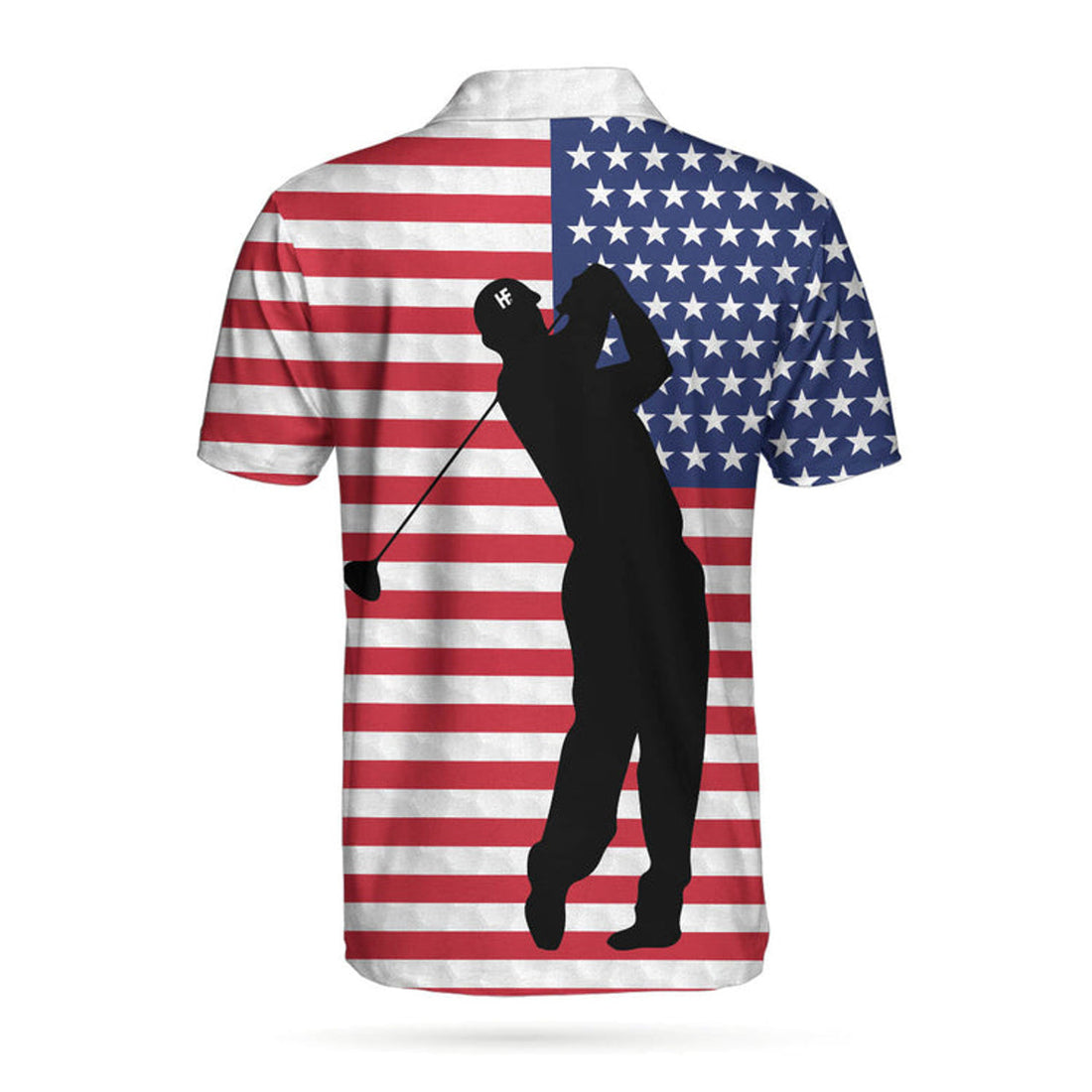 Premium American Golfer Polo Shirt, White Golf Pattern American Flag Polo Shirt, Best Golf Shirt For Men