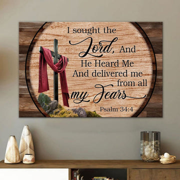 Psalm 344 I Sought The Lord And He Heard Me Canvas Wall Art - Christian Canvas - Faith Canvas