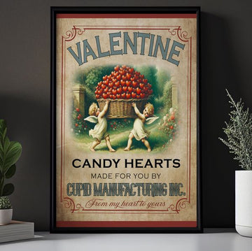 Valentine Candy Hearts Made For You By Cupid Manufacturing Inc From My Heart To Yours Poster and Canvas