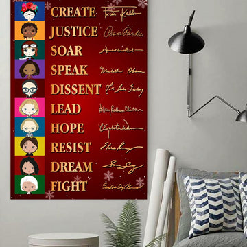 Create Justice Soar Speak Dissent Lead Hope Resist Dream Fight Feminists Christmas Poster and Canvas