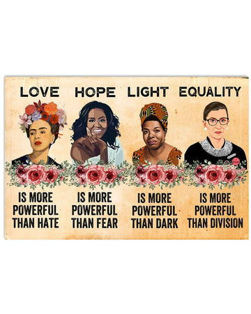 Love Hope Light Equality Feminists Flowers Poster and Canvas