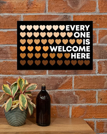 Everyone Is Welcome Here Hearts Poster and Canvas