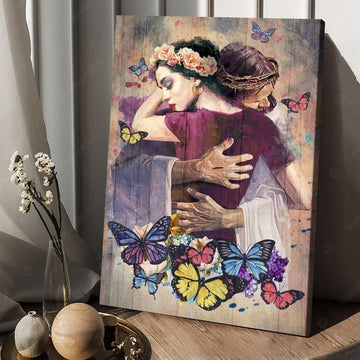 God Hug Lady Butterfly Poster and Canvas