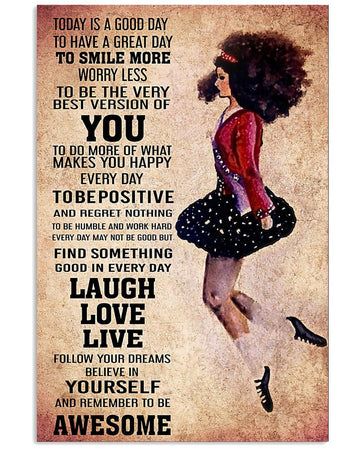 Today Is A Good Day To Have A Great Day To Smile More Worry Less To Be The Best Version Of You Young Black Girl Antiracism Vintage Poster and Canvas