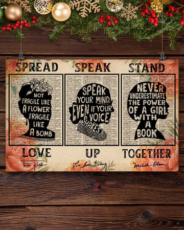 Spread Speak Stand Love Up Together Feminists Flowers Poster and Canvas