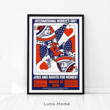 International Women’s Day Jobs And Rights For Women March 10 1979 Q Poker Card Feminism Poster and Canvas