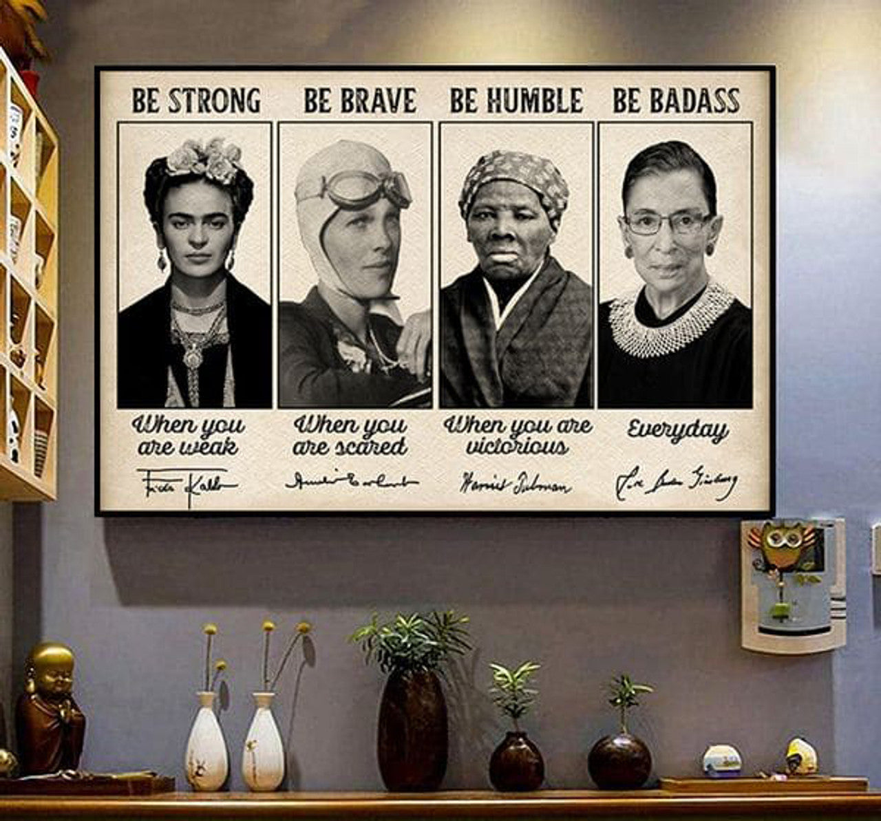 RBG Poster, Feminist Poster, Be Strong When You Are Weak, Be Brave When You Are Scared Poster and Canvas