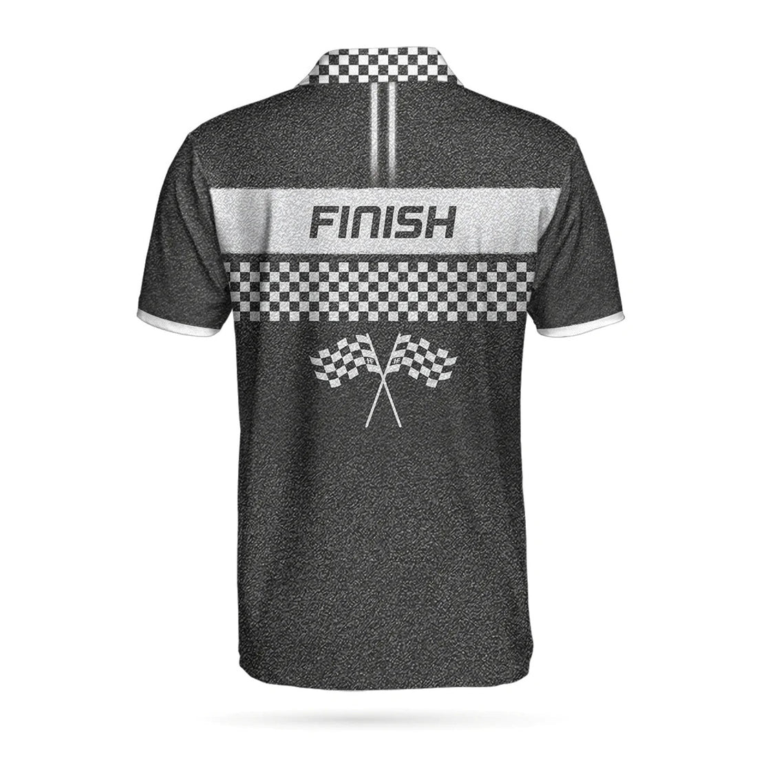 Racing Start And Finish Short Sleeve Polo Shirt, Black And White Checker Pattern Polo Shirt, Best Racing Shirt For Men