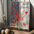 Red Cardinal Red Leaves Just Breathe Canvas Wall Art - Christian Wall Posters - Religious Wall Decor