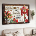 Red Tulip Rose Christ Cross The Lord Is My Shepherd Canvas Wall Art - Christian Poster - Religious Wall Decor
