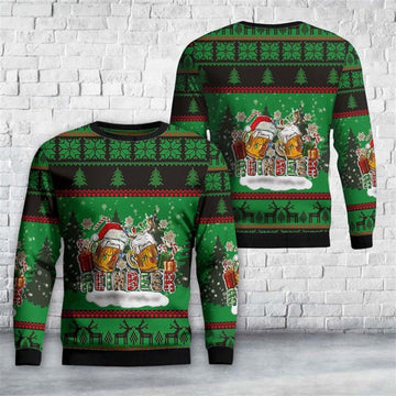 FUNSTUFFPRINT Reinbeer With Gifts And Christmas lights Ugly Christmas Sweater For Men And Women, Best Gift For Christmas, The Beautiful Winter Christmas Outfit Ugly Sweater