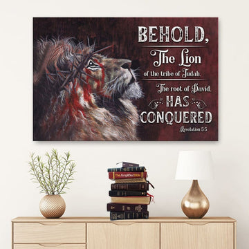 Revelation 55 Behold, The Lion Of The Tribe Of Judah Canvas Wall Art - Religious Wall Decor