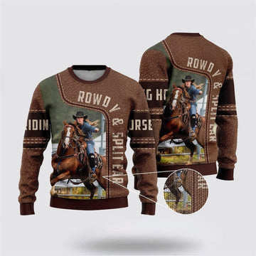 FUNSTUFFPRINT Riding Horse Ugly Christmas Sweater, Farm Sweater, Christmas Gift, Best Winter Outfit Christmas Ugly Sweater