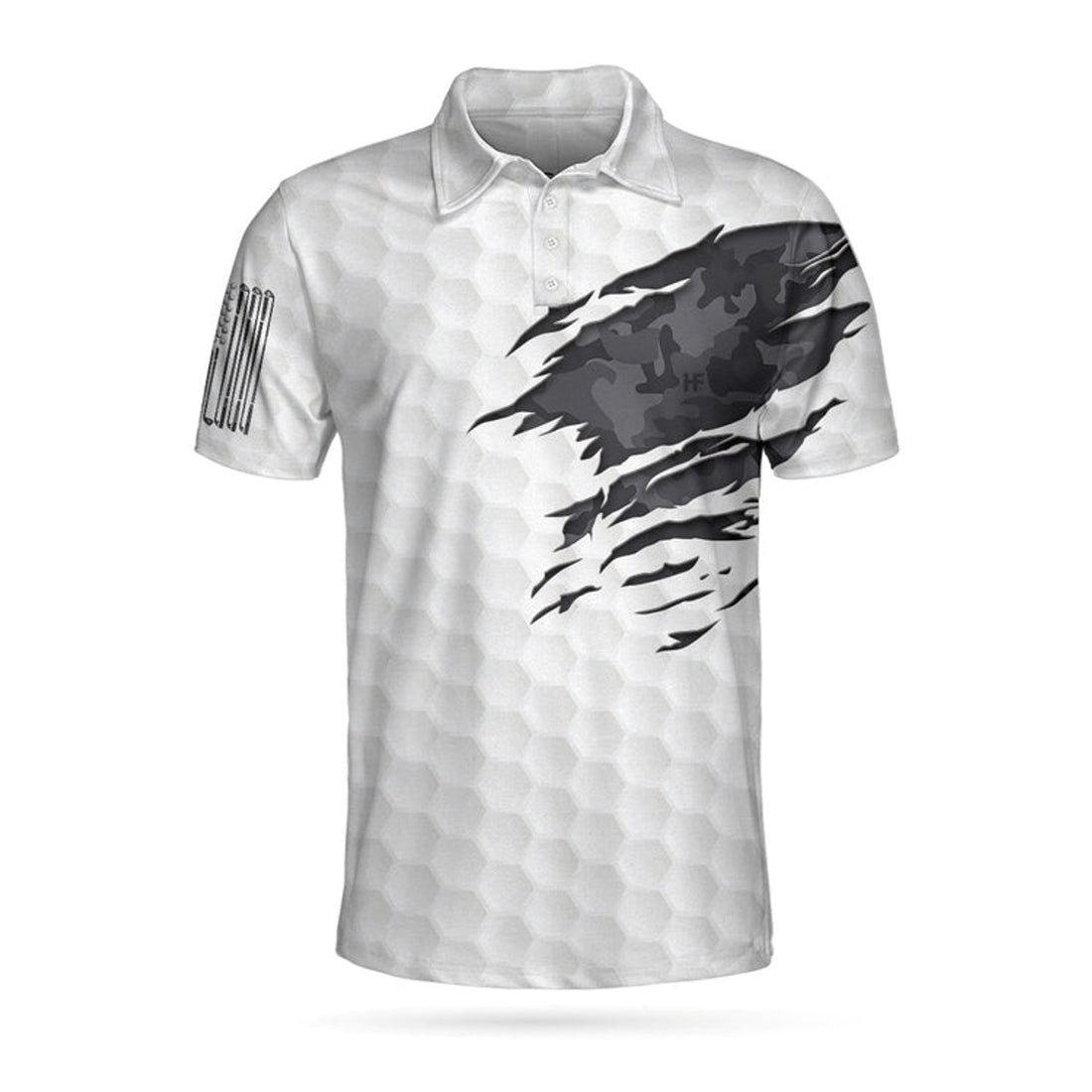 Ripped Vintage Golfing Skull Camouflaged Polo, Talk Birdie To Me Golf Pattern Polo Shirt, Best Golf Shirt For Men