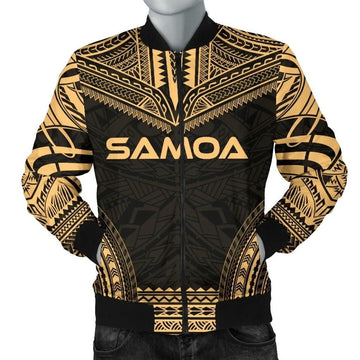 FUNSTUFFPRINT Samoa Polynesian Chief Men's Bomber Jacket - Gold Version - 3D Bomber Jacket