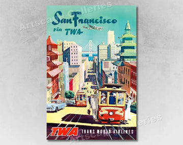 San Francisco Via Twa Twa Trans World Airline, San Francisco Poster Poster and Canvas