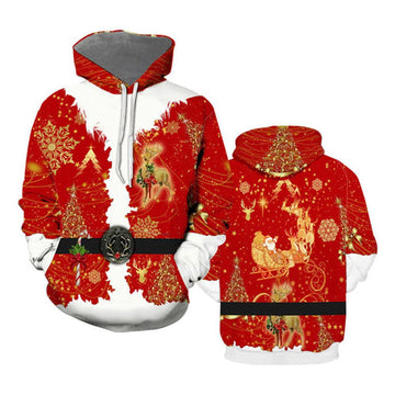 FUNSTUFFPRINT 3D Santa Claus Costume for Christmas Cool All Over 3D Hoodie and Zip Hoodie