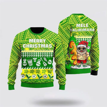 FUNSTUFFPRINT Santa Claus Mele Kalikimaka Christmas Ugly Christmas Sweater For Men And Women, Best Gift For Christmas, The Beautiful Winter Christmas Outfit Ugly Sweater