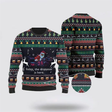 FUNSTUFFPRINT Santa Claus Plays Drum Ugly Christmas Sweater For Men And Women, Best Gift For Christmas, The Beautiful Winter Christmas Outfit Ugly Sweater