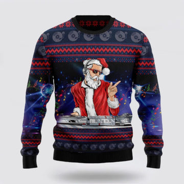 FUNSTUFFPRINT Santa Claus Sweater, Santa Claus Dance Night Party Ugly Sweater, Funny Santa Sweaters, Santa Claus Outfit History Ugly Sweater