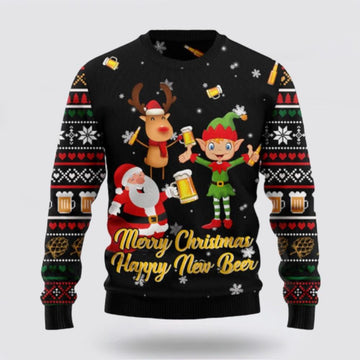 FUNSTUFFPRINT Santa Claus Sweater, Santa Claus Happy Ugly Sweater, Funny Santa Sweaters, Santa Claus Outfit History Ugly Sweater