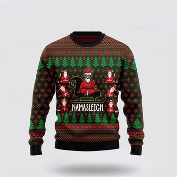FUNSTUFFPRINT Santa Claus Sweater, Santa Claus Love Yoga Ugly Christmas Sweater, Santa Claus Outfit History Ugly Sweater