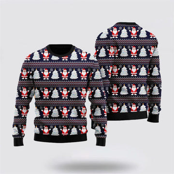 FUNSTUFFPRINT Santa Claus Under The Christmas Tree Ugly Christmas Sweater For Men And Women, Best Gift For Christmas, The Beautiful Winter Christmas Outfit Ugly Sweater