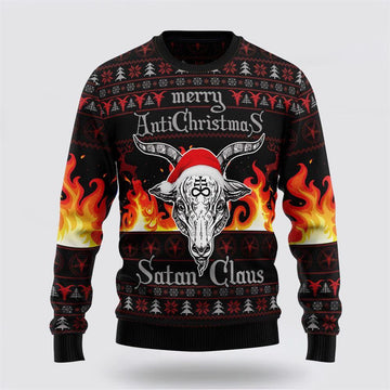 FUNSTUFFPRINT Satan Claus Merry Christmas Hail Satanic Ugly Christmas Sweater – Christmas Gifts For Frends Ugly Sweater
