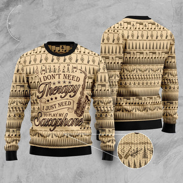 FUNSTUFFPRINT Saxophone Lover Ugly Christmas Sweater, Christmas Sweater, Ugly Sweater, Funny Xmas Sweaters Ugly Sweater