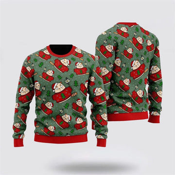 FUNSTUFFPRINT Scaredy Cat Light Up Xmas Pattern Ugly Christmas Sweater For Men And Women, Best Gift For Christmas, Christmas Fashion Winter Ugly Sweater