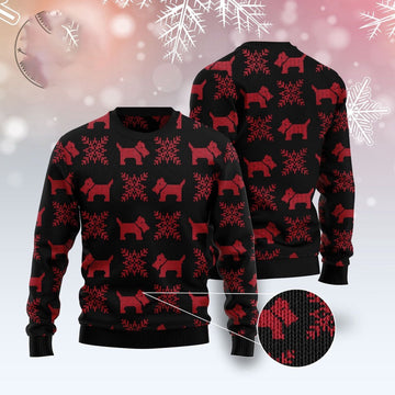 FUNSTUFFPRINT Scottish Terrier Christmas Pattern Ugly Christmas Sweater, Christmas Sweater, Ugly Sweater, Funny Xmas Sweaters Ugly Sweater