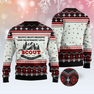 FUNSTUFFPRINT Scout Knows What Counts Ugly Christmas Sweater, Christmas Sweater, Ugly Sweater, Funny Xmas Sweaters Ugly Sweater