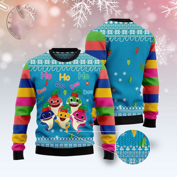 FUNSTUFFPRINT Shark Doo Doo Doo Ugly Christmas Sweater, Christmas Sweater, Ugly Sweater, Funny Xmas Sweaters Ugly Sweater