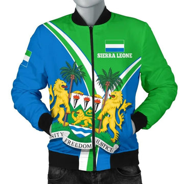 FUNSTUFFPRINT Sierra Leone Men's Bomber Jacket - Sierra Leone Pride - 3D Bomber Jacket
