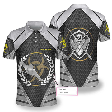 Custom 3D All Over Print Silver Billiards Custom Polo Shirt, Billiards Polo Shirt, Custom Gift For Billiards Player
