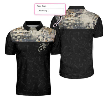 Custom Simple Camo Elegant Custom Name Polo Shirt, Personalized Fish Hook Pattern Fishing Shirt For Men - Perfect Gift For Men