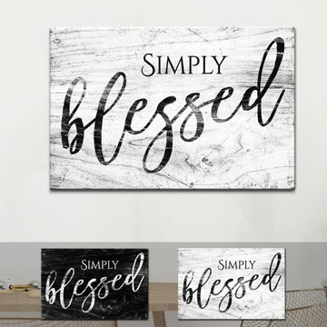 Simply Blessed Wall Art Canvas, Modern Farmhouse Christian Wall Decor - Religious Wall Decor