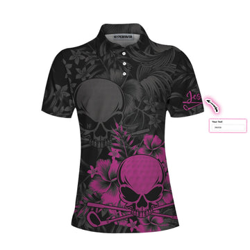 Custom Skull Girl Flower Pattern Custom Name Women Polo Shirt, Skull Girl Flower Pattern Custom Golf Shirt - Perfect Gift For Ladies, Women