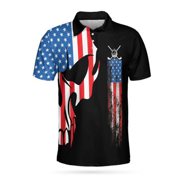 Skull Golf With American Flag Polo Shirt, Never Underate An Old Man Golfer Polo Shirt, Best Golf Shirt For Men