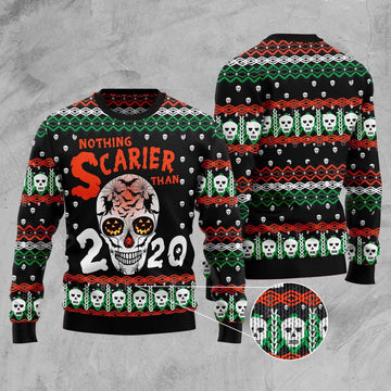 FUNSTUFFPRINT Skull Nothing Scarier Than Ugly Christmas Sweater, Christmas Sweater, Ugly Sweater, Funny Xmas Sweaters Ugly Sweater