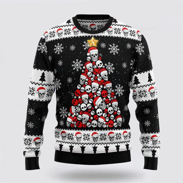 FUNSTUFFPRINT Skull Pine Tree Ugly Christmas Sweater Funny Sweaters for Men & Women – Christmas Gifts For Frends Ugly Sweater