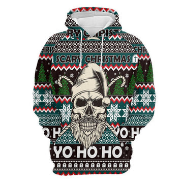FUNSTUFFPRINT 3D Skull Scary Christmas All Over 3D Hoodie and Zip Hoodie