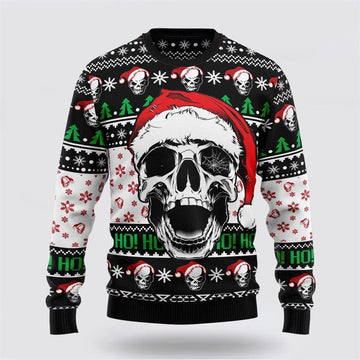 FUNSTUFFPRINT Skull Xmas Ugly Christmas Sweater – Christmas Gifts For Frends Ugly Sweater