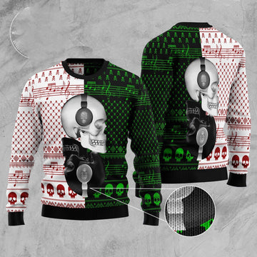 FUNSTUFFPRINT Skull Yinyang Ugly Christmas Sweater, Christmas Sweater, Ugly Sweater, Funny Xmas Sweaters Ugly Sweater