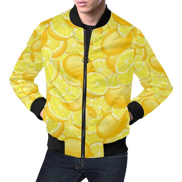 FUNSTUFFPRINT Slice Lemon Pattern Print Mens 3D Bomber Jacket