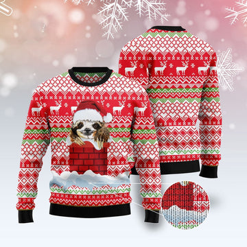 FUNSTUFFPRINT Sloth Chimney Ugly Christmas Sweater, Dog Ugly Christmas Sweater, Ugly Dog Sweaters Ugly Sweater