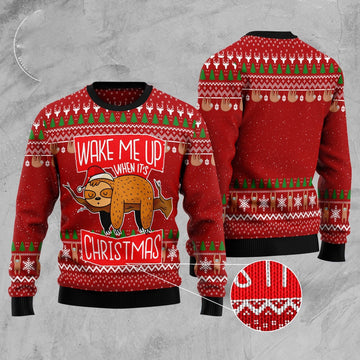 FUNSTUFFPRINT Sloth It'S Christmas Ugly Christmas Sweater, Christmas Sweater, Ugly Sweater, Funny Xmas Sweaters Ugly Sweater
