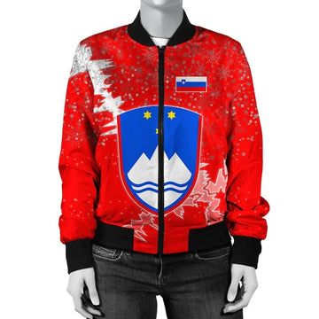 FUNSTUFFPRINT Slovenia Christmas Coat Of Arms Women Bomber Jacket Style 3D Bomber Jacket