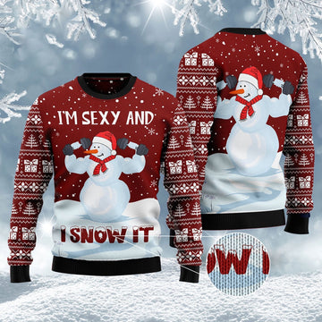 FUNSTUFFPRINT Snowman Christmas Ugly Christmas Sweater, Christmas Sweater, Ugly Sweater, Funny Xmas Sweaters Ugly Sweater